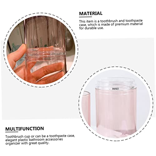 Porte-brosse à dents rose et gobelet de voyage transparent pour lavage et rangement