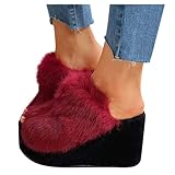 ZBYY Plush Slippers for Women Fluffy Summer Open Toe Wedges House Slippers Indoor or Outdoor Platforms Slides Slipper
