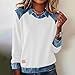 Juebong Trendy Long Sleeve Shirts for Women Denim Collar Patchwork Stitching Sweatshirt Casual Christmas Pullover Womens Tops Dressy Fashion 2025 Clothing with Jean Accents Sweatshirts Solid Color