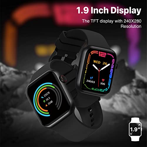 Image of Promate Xwatch-B19 Fitness Smart Watch,1.9 inch Display Bluetooth Calling,IP67 Water Resistant,Voice Assistant,15 Days Battery Life,30 Sports Modes,Real-Time Health Monitor,100+ Watch Faces (Black)