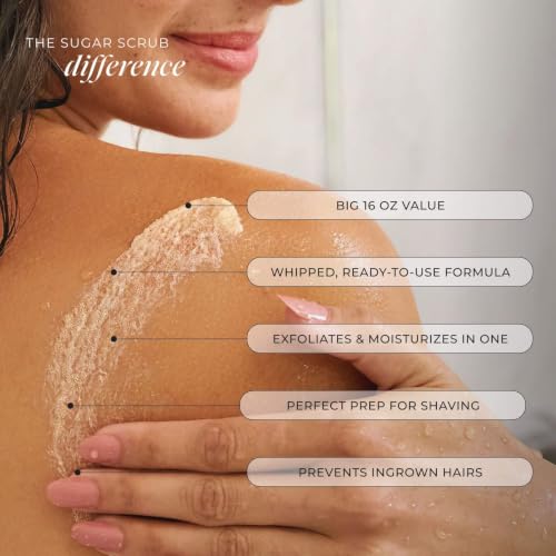 Image of LALICIOUS Brown Sugar Vanilla Exfoliating & Moisturizing Body Scrub | Coconut Oil | Pre-Shave Scrub for Ingrown Hairs & Razor Bumps | Gently Buffs & Smooths Sensitive Skin | No Parabens Large 16oz