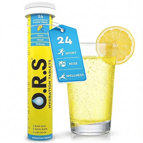 O.R.S Hydrierungstabletten - Winter Elektrolyte Tabletten zur Rehydrierung, Regeneration, fĂĽr Sport und Reisen, vegan, glutenfrei und kalorienarm, natĂĽrlicher Zitronengeschmack, 24 Brausetabletten