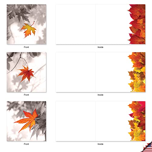 Image of The Best Card Company - 10 Beautiful Note Cards Blank (4 x 5.12 Inch) - Fall and Autumn Season, Boxed Notecard Assortment - Autumn Leaf MQ4629OCB-B1x10