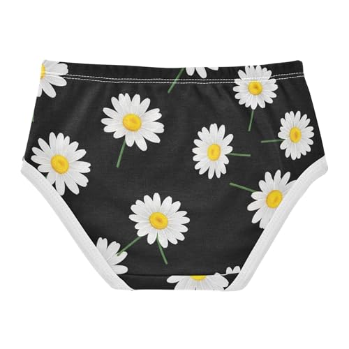 Cotton Toddler Girls Underwear White Daisies Yellow Green Black Cute Panties Girl Pattern Briefs Undies Kids 2t2