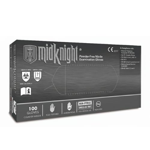 Microflex MK-296-M MidKnight PF Nitrile Exam Gloves Medium Black Powder Free 100/Bx