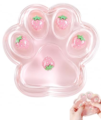 Image of Taba Squishy Cat Paw, Taba Squishy, Fidget Toy and Sensory Play, Taba Squishy Paw, Soft Squeeze Ball for Management and Aid, Fufu Squishy Cat Paw, Large Strawberry Cat Paw Squishy Toy 1 Piece