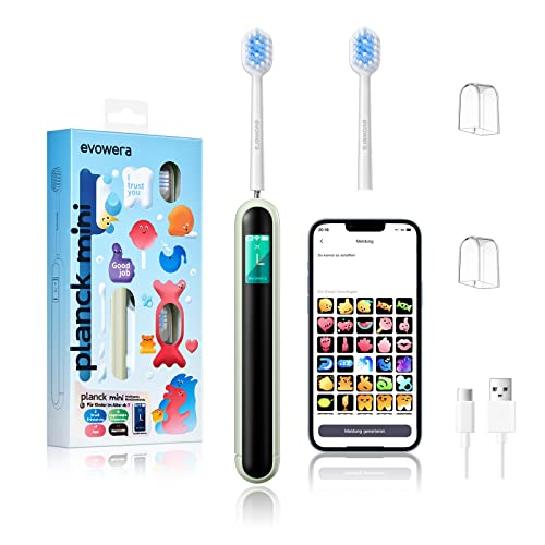 evowera Smart Handzahnbürste für Kinder, Erkennung von ungeputzten Stellen u. Putzdruck , Coaching App, Farbdisplay, WLAN kompatibel, weiche Borsten, Timer, Nachrichtenfunktion Cover