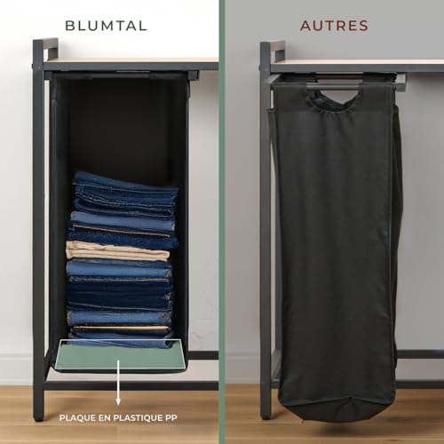 Bac deux sections Blumtal et étagère en métal pour linge de maison - 6