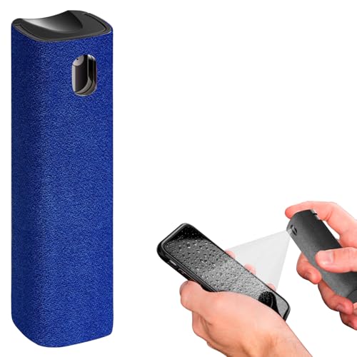 IO CLEAN Mini Screen Cleaner Spray – Finger Proof Screen Cleaner for Smartphones, iPads, MacBooks, Laptops, Car Screens, Touchscreens – 3in1 Mist Cleaner, Microfiber Cloth and Cover (Navy Blue)
