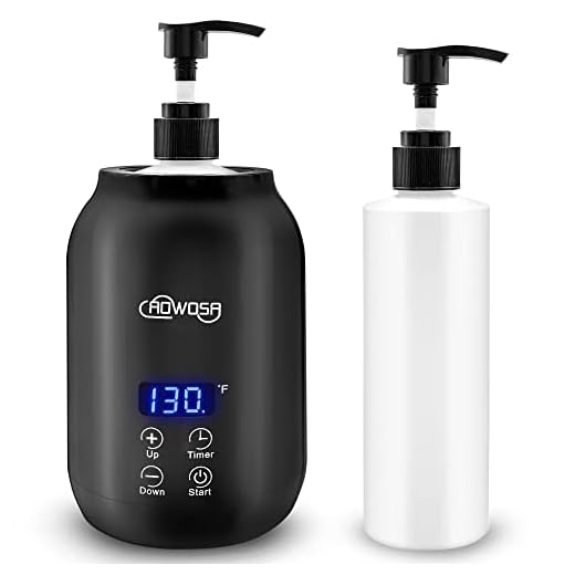 Massage Oil Warmer Bottle Professional Electric Lotion Digital Heater for SPA, Automatic Oil Warmer Heated Oil Lotion Cream for Salon, Barber Shops, Home, with Two Oil Bottle Dispenser (Black)
