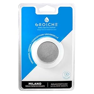 GROSCHE Milano Stovetop Espresso Maker Replacement 3 Espresso Cup Size Silicone Gasket Seals 3 Seals 1 Replacement Filter Screen Kit for Moka Pots