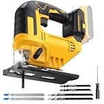 Cordless Jigsaw for Dewalt Battery, Electric Jig Saw Cut Off Tool with Lights 3 Orbital 45° Bevel Adjust Brushless Jigsaw Tool with 6 Blades for Wood Metal PVC Straight Curve Circle Cutting