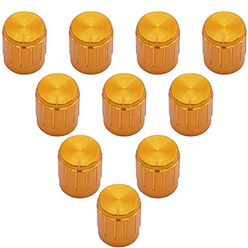 Boutons de commande de potentiomètre KLVN dorés pour arbre moleté 6mm