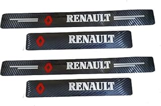 4Pcs Car Door Sill Scuff Plate Carbon Fiber Front/Rear Door Sill Scuff Plate Protector Sticker Decorative Door Scratch Protector Compatible with Renault