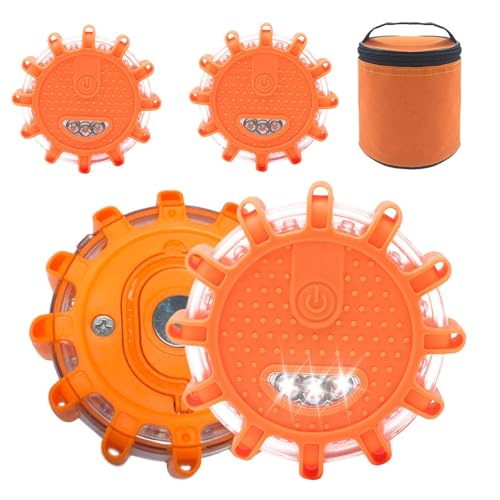 LED Road Flares Magnetic Caution Lights Waterproof Safety Flares LED Flash Beacon Lights Roadside Security Flares Magnetic Road Flares Caution Lights 3 Pack LED Road Safety Lights