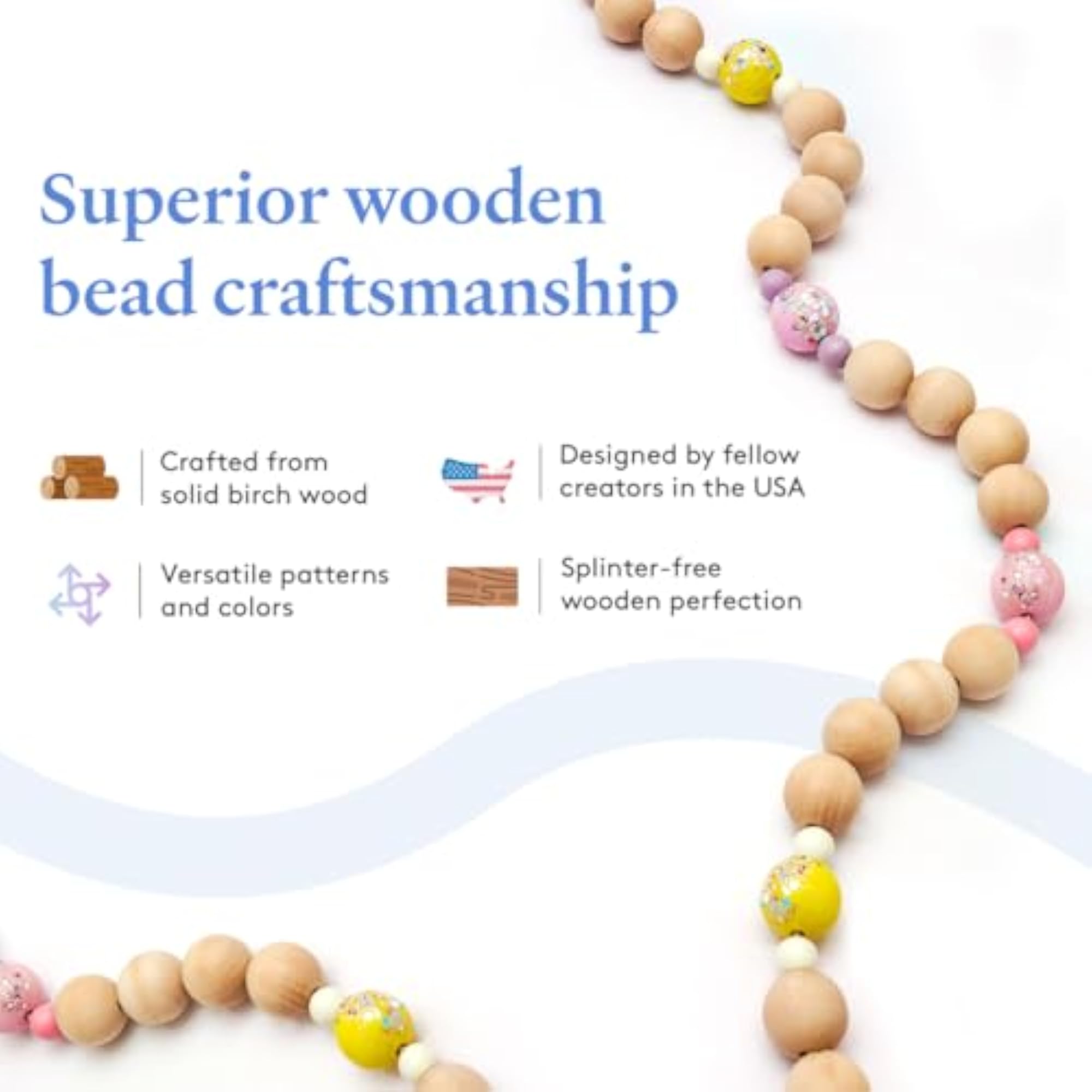 Large Wooden Beads for Crafts - Pack of 12
