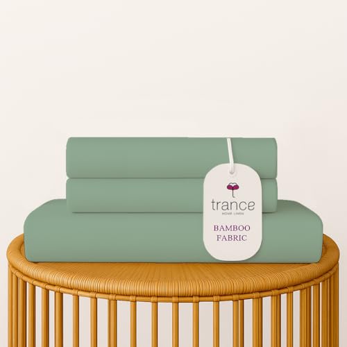 Image of Trance Home Linen 300 TC Bamboo Flat Single Size Bedsheet | Soft, Breathable & Eco-Friendly Bedsheet with 1 Pillow Cover - (54 x 90 inch, Aqua Green)