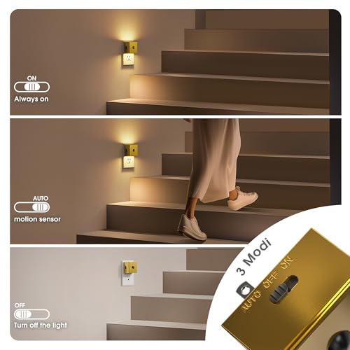 Image of JandCase Motion Sensor Night Light, Night Lights Plug into Wall with Adjustable Brightness, Motion Activated Night Light, 3000K Warm White, for Kids Bathroom Hallway Kitchen Bedroom