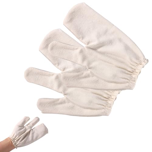 Lyreh Guantes de Seda Cruda, Guantes de Masaje Ayurvédico Garshana con Muñequeras Elásticas para Exfoliación Corporal y Cepillado en Seco para Mujeres y Hombres Reutilizables Amable (Beige)
