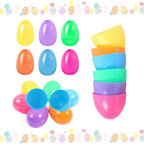 CYMYGS 24 Stück Ostereier Plastik Bunte Plastikeier Befüllen Ostereier Plastik Aufhängen Perfekt für Osterkorb Füller Korb Stuffers Füller Klassenzimmer Preis Füllen von Süßigkeiten
