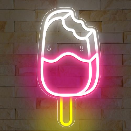Image of Attivolife Ice Pop Neon Sign for Wall Decor, Light up Delicious Popsicle LED Lamp with Dim USB Powered, Unique Business Fast Food Shop Restaurant Decoration, Christmas Day Birthday party
