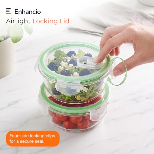 Image of Borosilicate Glass Containers with Air-Vent Lids, Round | 400 ml, Set of 4 | Airtight & Leakproof | Microwave, Freezer & Dishwasher Safe for Kitchen, Fridge and Lunch