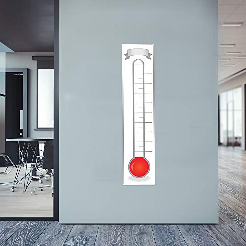 Fundraising Thermometer Goal Setting Chart - Dry Erase Reusable Fundraiser Tracker For Goals Adhesive Decal - 11X48 #TOP3