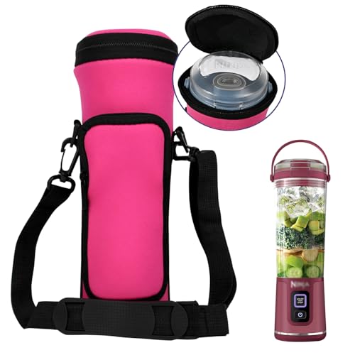 Nueness-Ror Portable Blender Carrying Case with Lid for Ninja BC151 Blast Portable Blender, Flip Travel Insulated Sleeve with Adjustable Crossbody Strap and Accessory Pocket (Red)