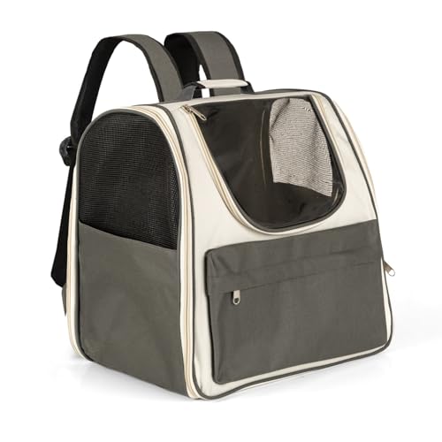 Petsona Mochila para Mascotas Gato Oxford Malla Cremallera Transporte Cómodo Diario, Gris,Uni