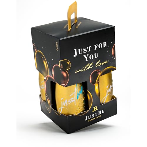 JustBe Piccolo Piccolo frizzante - Juego de regalo sin alcohol (4 x 0,2 l, caja de regalo, color dorado, edición negra)