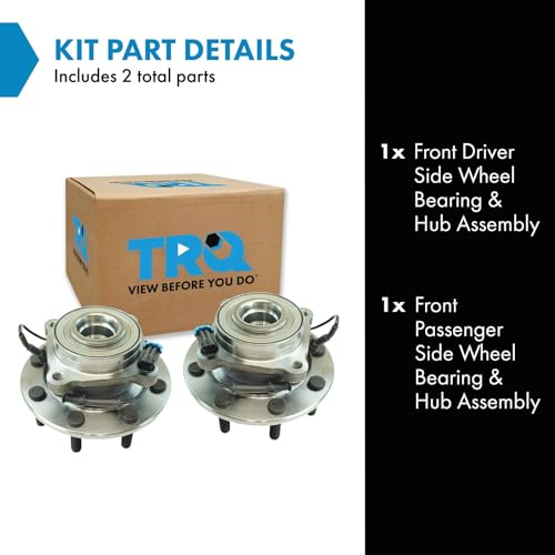 Image of TRQ Front Left and Right Wheel Bearing and Hub Assembly Set 2 Piece Compatible with 07-10 Chevrolet Silverado 3500 HD with Dual Rear Wheels DRW 07-10 GMC Sierra 3500 HD with Dual Rear Wheels DRW