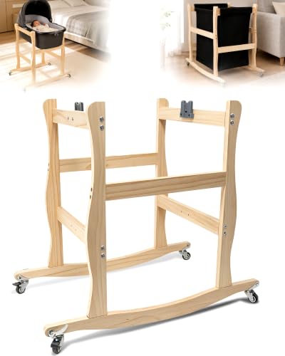 Loveinlast Bassinet Stand Movable and Rocking Wooden Bassinet Stand Compatible with Uppababy Cribs Providing Your Little with A Comfortable Stable and Movable Bassinet Holder