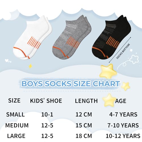 Comfoex 12 Pairs Boys Running Ankle Socks For Kids 4-6 6-8 8-10 10-12 Years Old Low Cut Athletic Breathable Cotton Socks2