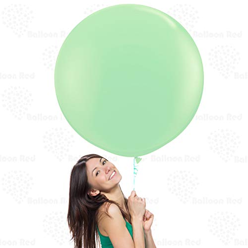 Image of AFTERLOON Biodegradable Balloons 3 pcs 36 Inch Orb Perfect Round Giant Extra Large Pastel Green 36 Inch Macaron Color, Natural Rubber Latex Plastic-Free Alternative Durable Thickened Strong Float