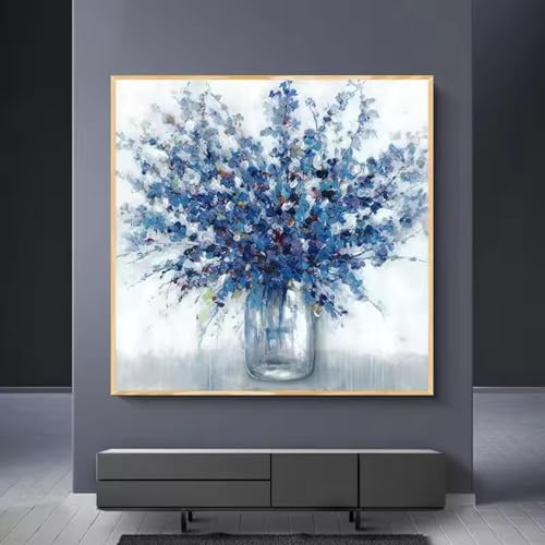 Toile murale abstraite bouquet de fleurs décoration salon 65x65 cm