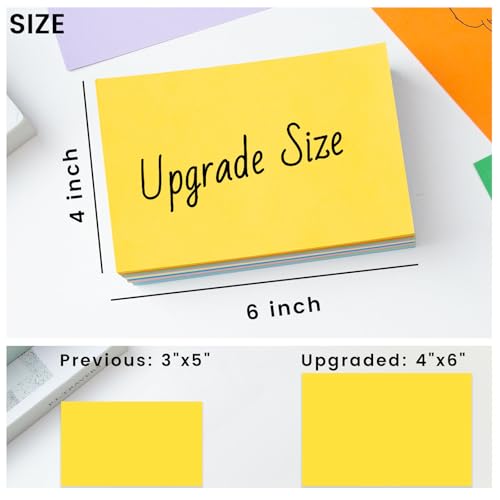 Koogel Cartões de índice 10 x 15 em branco, 180 unidades, 9 cores neon sortidas, cartões didáticos p