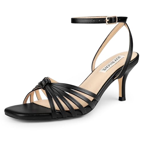 Image of JOY IN LOVE Women's Kitten Low Strappy Heels Ankle Strap Heeled Sandals