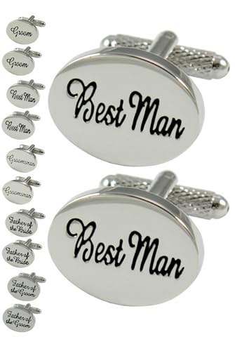 COLLAR AND CUFFS LONDON - Manschettenknöpfe Herren Hochzeit - Mit Box - Best Man - Silber Farbe - Oval - Messing - Trauzeuge - Ein Paar