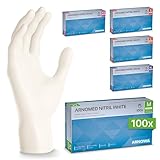 100x ARNOMED® Gants en nitrile taille M Blanc, Gants à usage unique pour chirurgie & lab...