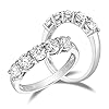 DovEggs Solid 14K White Gold 1.25CTW 4mm GH Color Moissanite Engagement Ring Half Eternity Anniversary Wedding Band