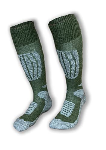 Abolengo de Alpaca Alpaka Sportsocken Ideal für Trekking, Ski, Snowboard und Wandern Schuhgrößen, 43-46, dunkelgrün-grau Cover