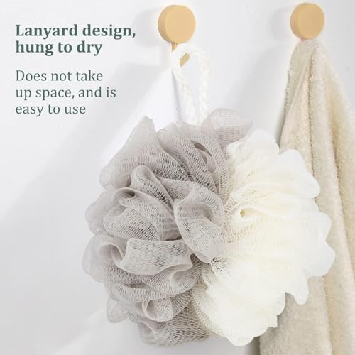 Image of Loofah Sponge Shower Loofahs 4 Colors Bath Sponges Body Scrubbers | Mesh Balls Luffa for Rich Lather Exfoliating Wash Back Scrubber Bathroom Men Women 4 Pack Cleaning Bathing Accessories
