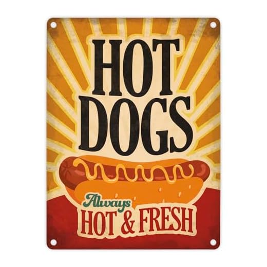 Plaque en métal AMERICAN Diner Classics – Hot Dogs Motif