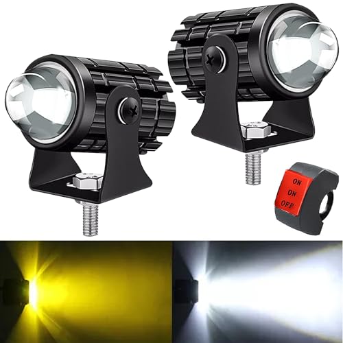 Motos, Sports Luces Antiniebla LED para Motocicleta, 2 PCS 65W Faros de Doble lente rectangular,Luces Antiniebla de Haz Alto y Bajo,camión, SUV, bicicleta eléctrica de...