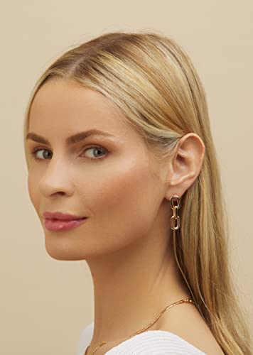 Barzel 18K Gold Plated Symmetrical Drop Chain Earrings - Made In Brazil #TOP2
