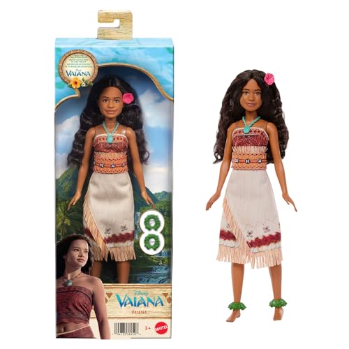 Mattel Disney Spielzeuge Vaiana-Puppe mit Abnehmbarer Kleidung gewellten Haaren und 4 Zubehörteilen bewegliche Sammelfigur vom Live-Action-Film inspiriert JLV15