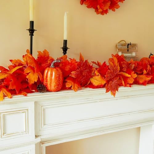 Guirlande de Feuilles d'Automne Décoration Mur Entrée Cour Résistante Intempéries