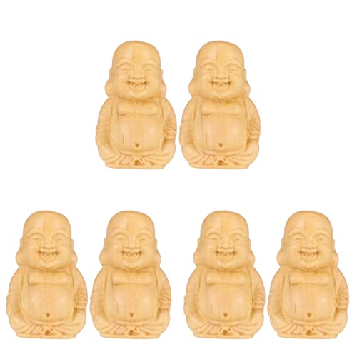 3sets Chanceux Pratique Sculpté Hommes Bracelet Collier Sculpture De Poche Décors De Voiture Charmes Bibliothèque Mini Maitreya Suspendu Bonsaï Pendentifs Bouddhisme Pendentif Bois Ornement Style Jaun