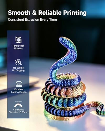 Image of Silk Tri-Color PLA Filament 1.75mm, Coextruded 3D Printer Filament, Color Changing Rainbow Silk PLA, Ultra Glossy Multicolor Printing PLA, Tangle Free, ±0.03mm, 1KG Spool, Blue Green Gold