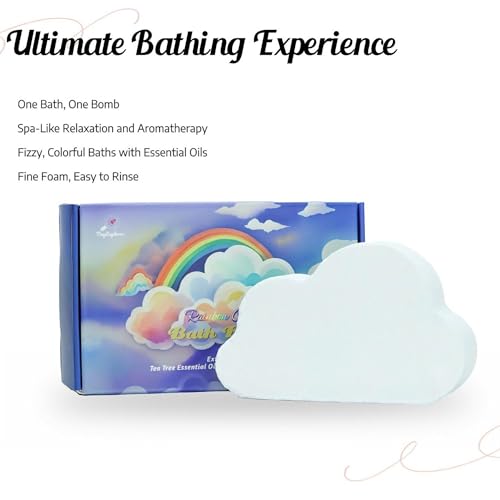 Organic and Natural Bath Bomb with Strawberry Fragrance, Cloud-Shaped Rainbow Fizz for Moisturising and Relaxing Spa Baths - Image 4